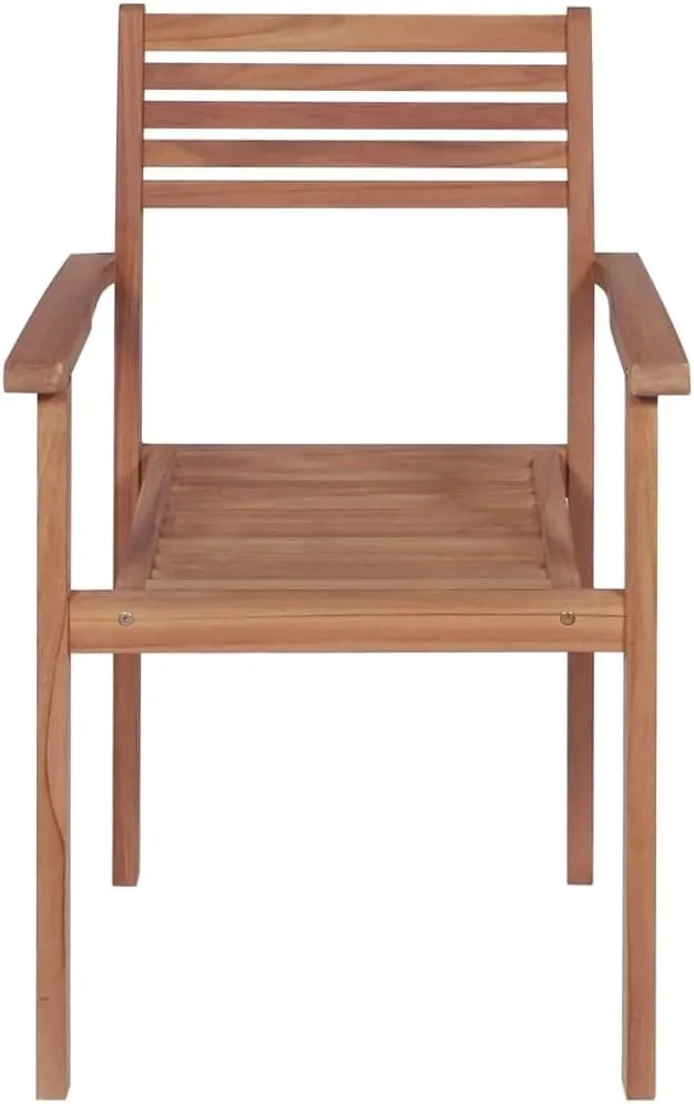 8-Piece Stackable Teak Wood Patio Chairs with Bright Green Cushions, Outdoor Furniture Set for Poolside Backyard Garden Lounge and Beach Camping