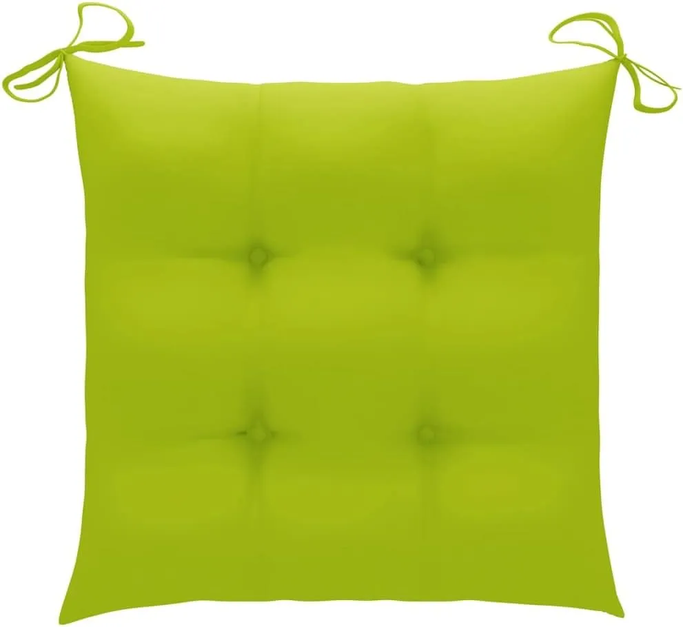 8-Piece Stackable Teak Wood Patio Chairs with Bright Green Cushions, Outdoor Furniture Set for Poolside Backyard Garden Lounge and Beach Camping