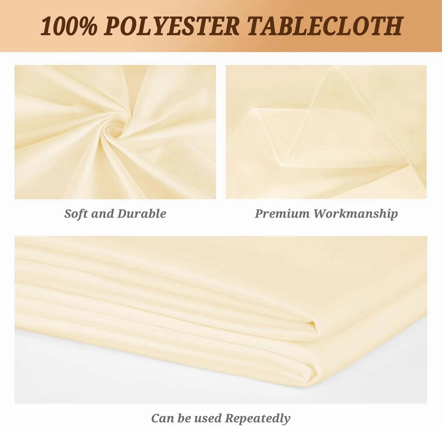 8 Pack 60 x 102 Inch Rectangle Tablecloth, Beige Tablecloth for 6 Feet Rectangle Tables, Stain and Wrinkle Resistant Washable Fabric Table Cloth for Wedding Dining Table Buffet Parties Camping