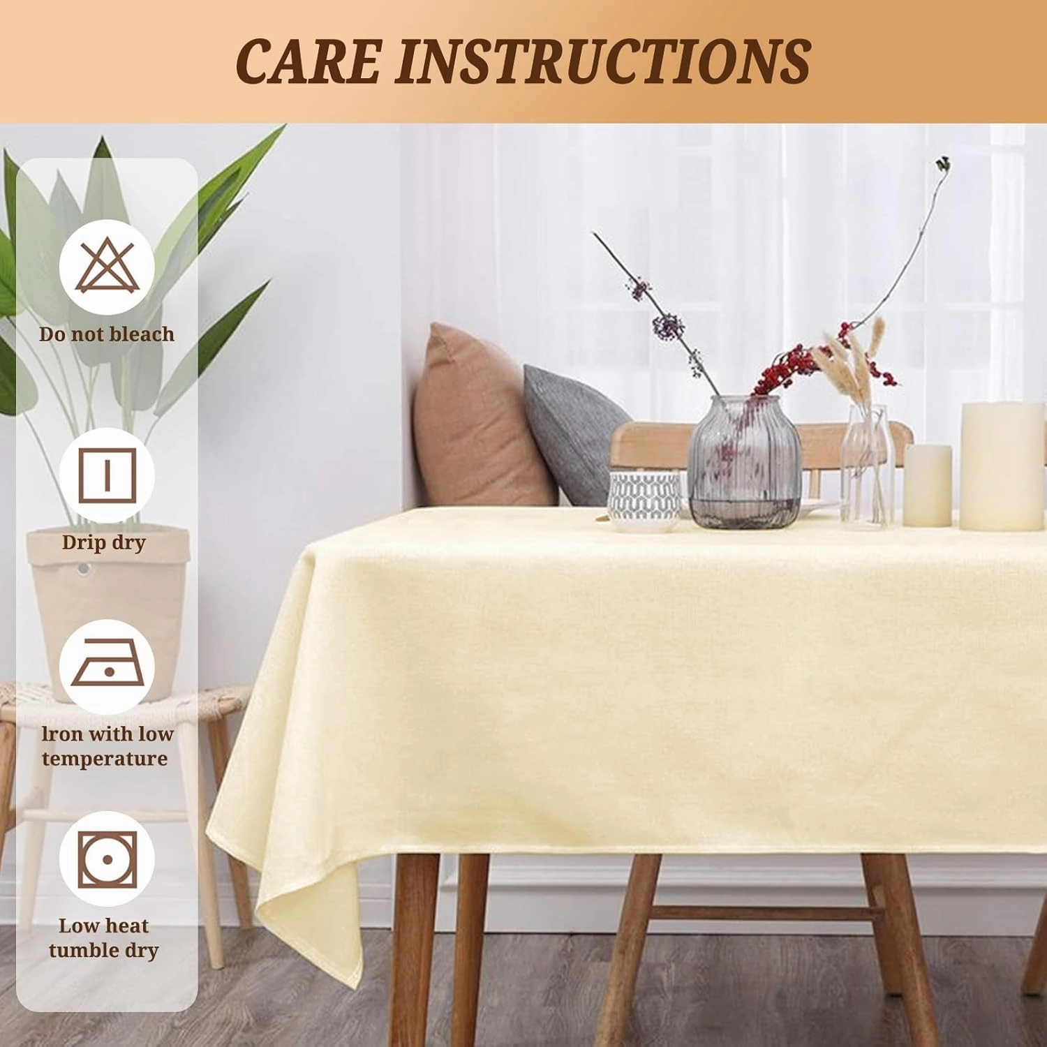 8 Pack 60 x 102 Inch Rectangle Tablecloth, Beige Tablecloth for 6 Feet Rectangle Tables, Stain and Wrinkle Resistant Washable Fabric Table Cloth for Wedding Dining Table Buffet Parties Camping