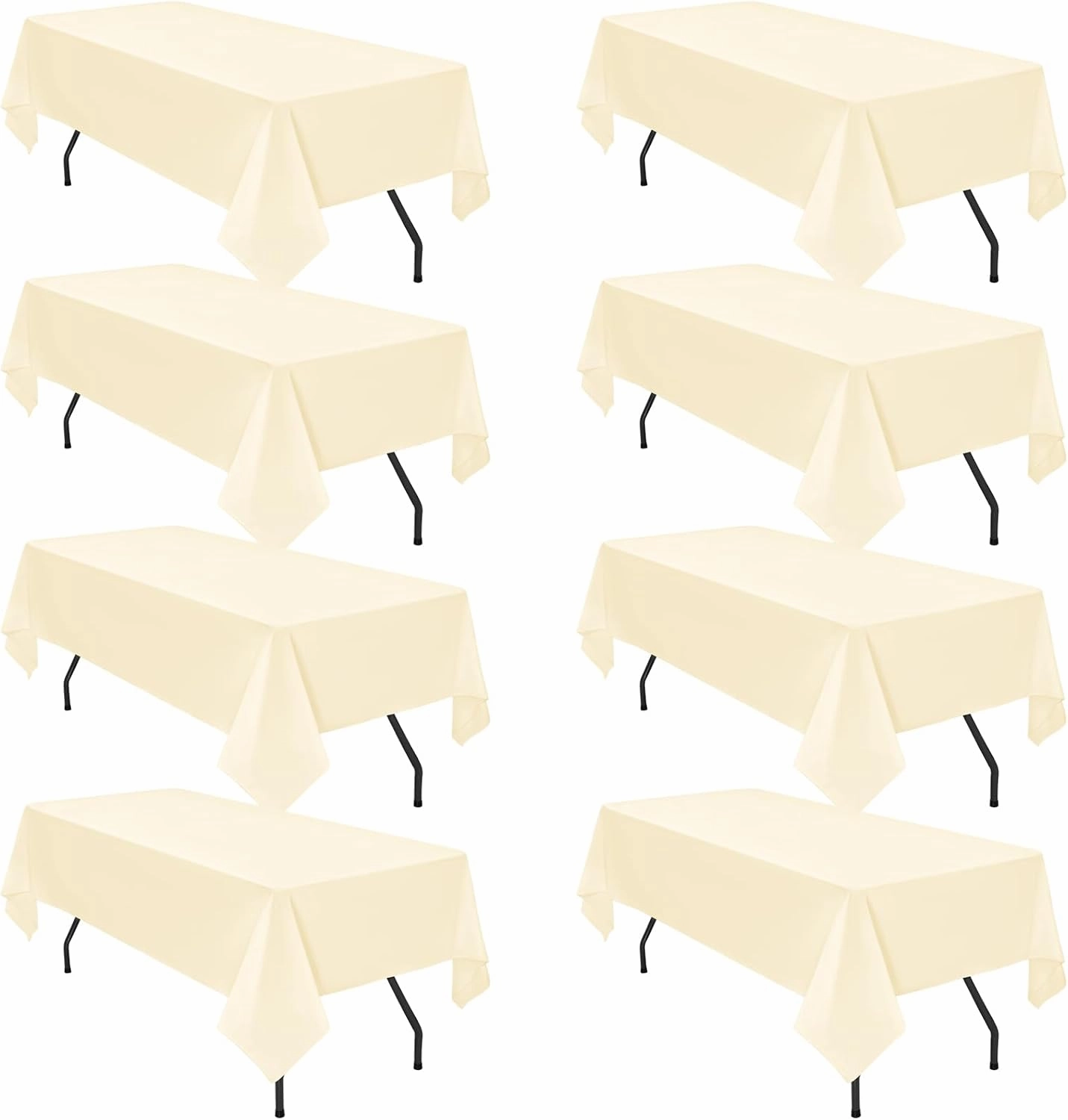 8 Pack 60 x 102 Inch Rectangle Tablecloth, Beige Tablecloth for 6 Feet Rectangle Tables, Stain and Wrinkle Resistant Washable Fabric Table Cloth for Wedding Dining Table Buffet Parties Camping
