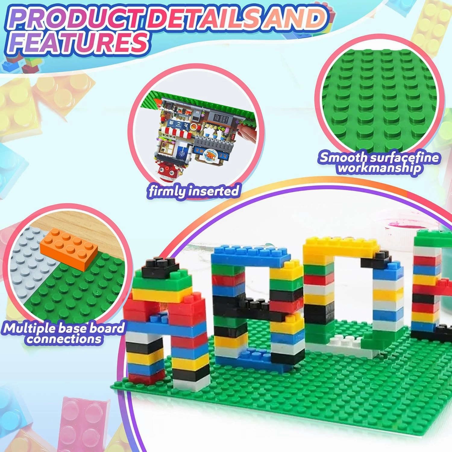 8 Pack Classic Baseplates Building Board for Building Bricks, Compatible with Major Brand, Platforms Base Building Sheet for Table Build on Mat Building Accessories for Kids Teens Adults, 10" x 10"