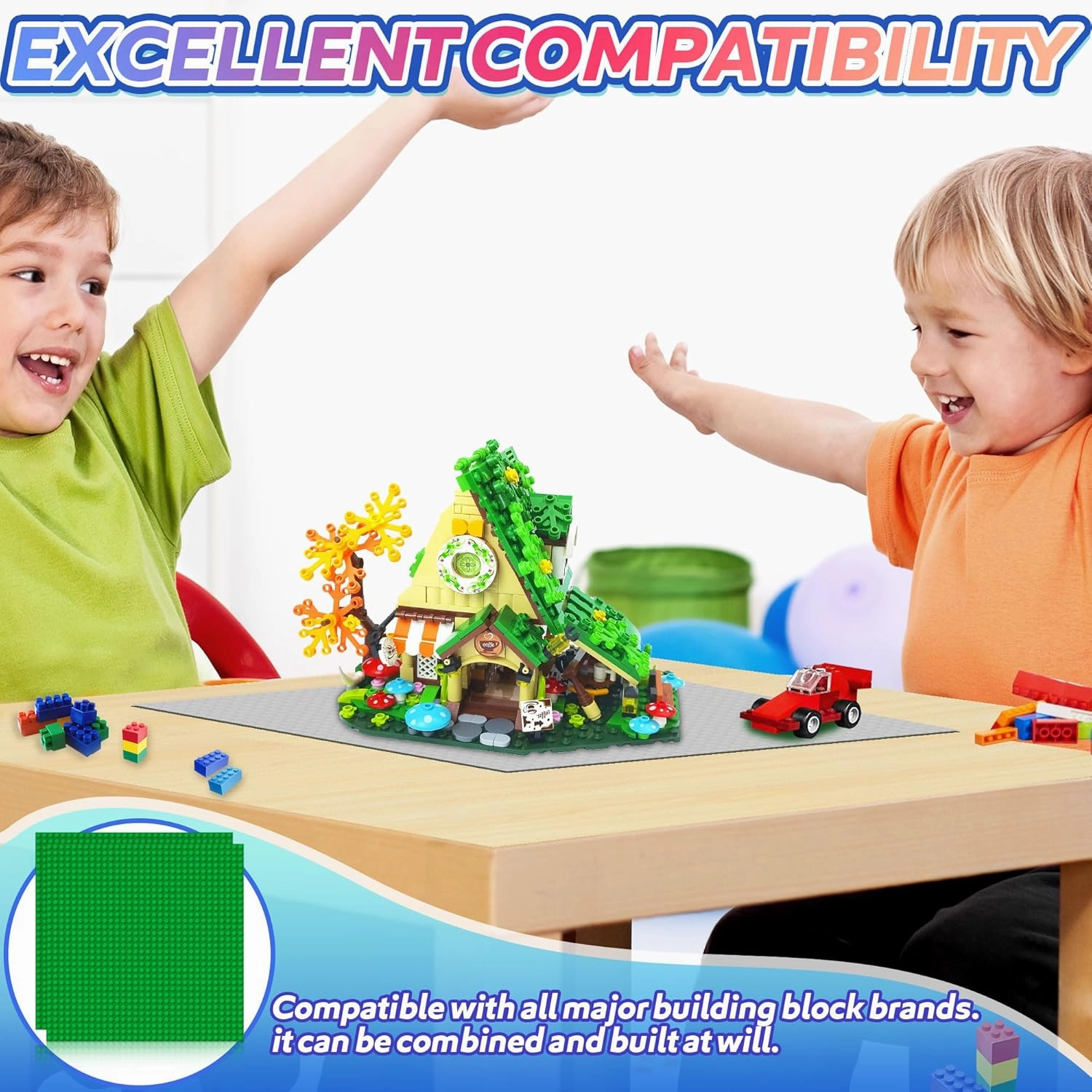 8 Pack Classic Baseplates Building Board for Building Bricks, Compatible with Major Brand, Platforms Base Building Sheet for Table Build on Mat Building Accessories for Kids Teens Adults, 10" x 10"
