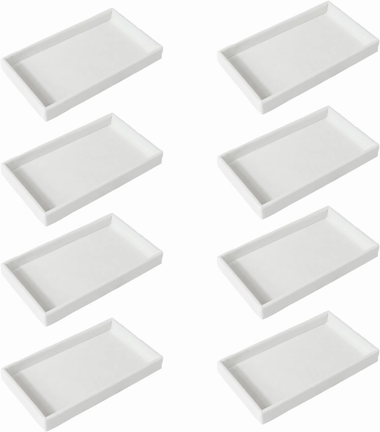 8 PCS Velvet Jewelry Trays, 8.3 x 4.7 x 1'' Stackable Jewelry Tray, Jewelry Drawers Organizer Trays, Jewlery Ring Holder Dish for Wife Mom Women