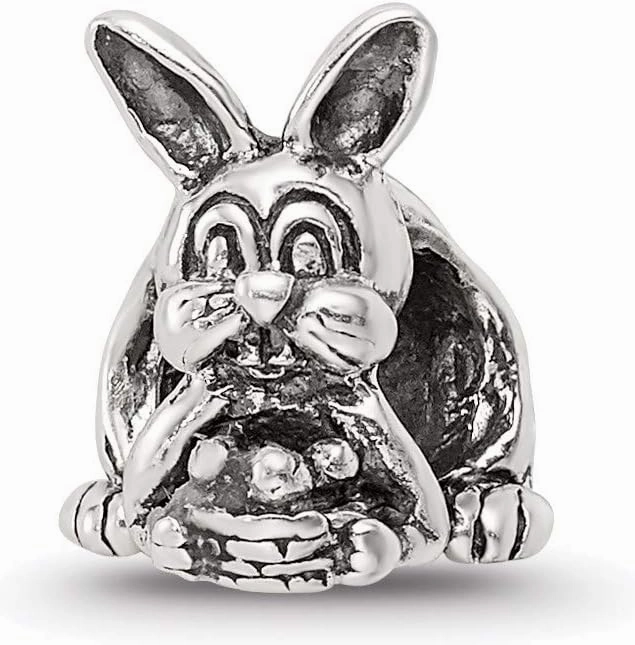 925 Sterling Silver Reflections Bunny with Basket Bead Charm Pendant Fine Jewelry For Women Gifts For Her