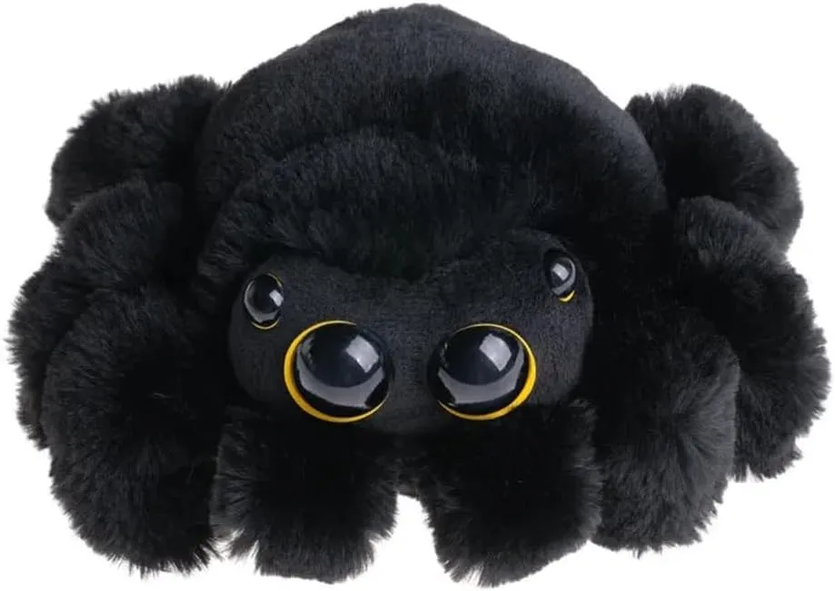 9.8 Inch Cute Spider Plush Toy - Soft Halloween Stuffed Animal, Valentine's Gift, Birthday Present for Kids & Adults (Black Yellow)