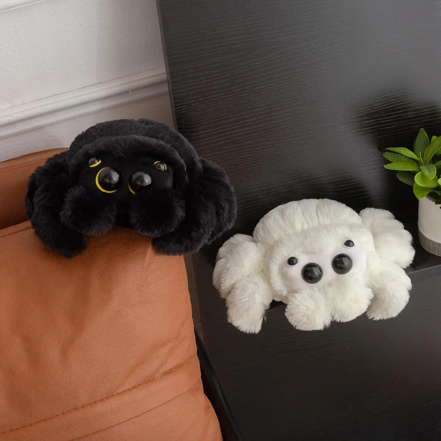 9.8 Inch Cute Spider Plush Toy - Soft Halloween Stuffed Animal, Valentine's Gift, Birthday Present for Kids & Adults (Black Yellow)