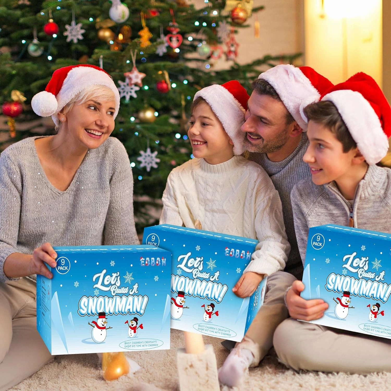 9 Pack Snowman Kit, Christmas Crafts DIY Snowman Kit, Build a Snowman Winter Christmas Activities Set Indoor, Snowman Creative Air Dry Modeling Clay Crafts Gifts for Family School Party Favor Supplies