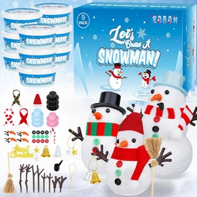 9 Pack Snowman Kit, Christmas Crafts DIY Snowman Kit, Build a Snowman Winter Christmas Activities Set Indoor, Snowman Creative Air Dry Modeling Clay Crafts Gifts for Family School Party Favor Supplies