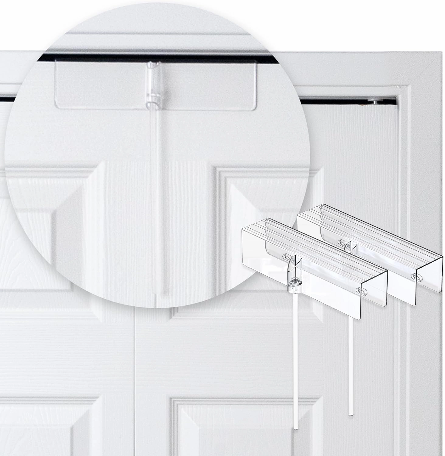 (2- Pack) - Safety Innovations Bi-fold Door Lock - Closet Protection Child and Pet Proof Bi-fold Door Lock - Tool-Free Installation - Unbreakable Clear Polycarbonate - for 1 3/8" Thick Wood Doors