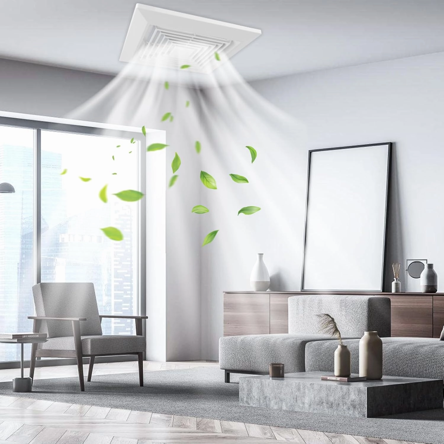 ( 2 Piece 9" x 9"Inch Bathroom Exhaust Fan Cover with Spring, Square Ceiling or Wall Mounted Exhaust Fan, Ceiling Fan, Grille, Air Diffuser, Diverter Ventilation Hood, Replacement Accessories