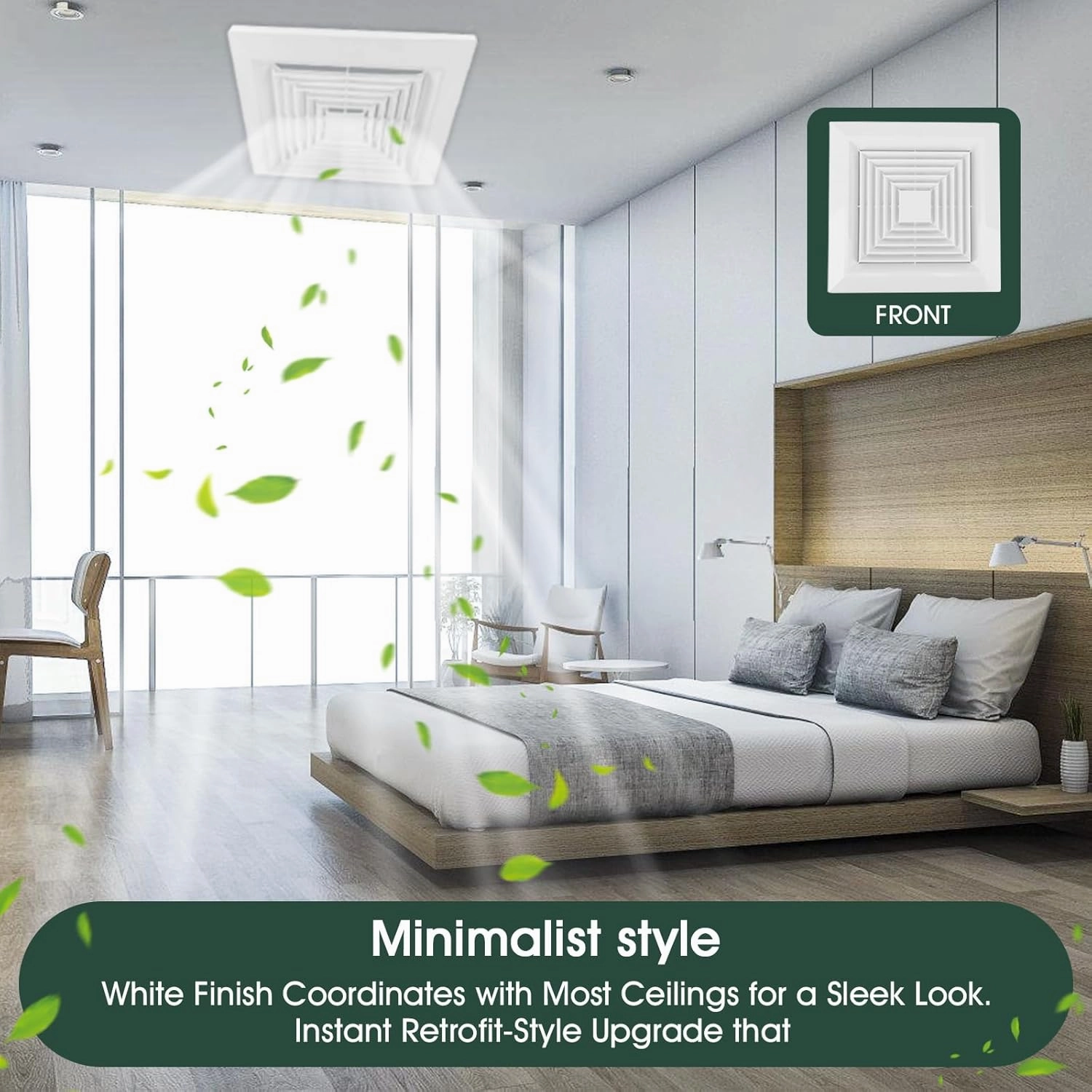 ( 2 Piece 9" x 9"Inch Bathroom Exhaust Fan Cover with Spring, Square Ceiling or Wall Mounted Exhaust Fan, Ceiling Fan, Grille, Air Diffuser, Diverter Ventilation Hood, Replacement Accessories