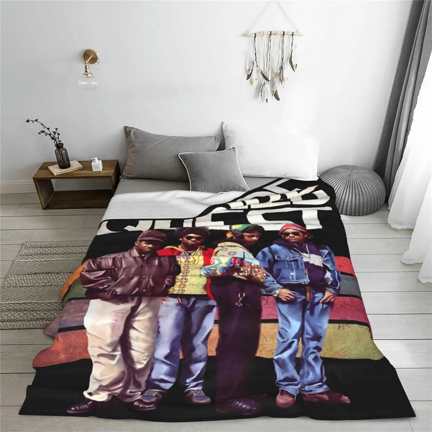 A Tribe Rapper Called Music Quest Band Fleece Throw Blanket Flannel Air Conditioning Quilt for Couch Camping Travel 60"x50"