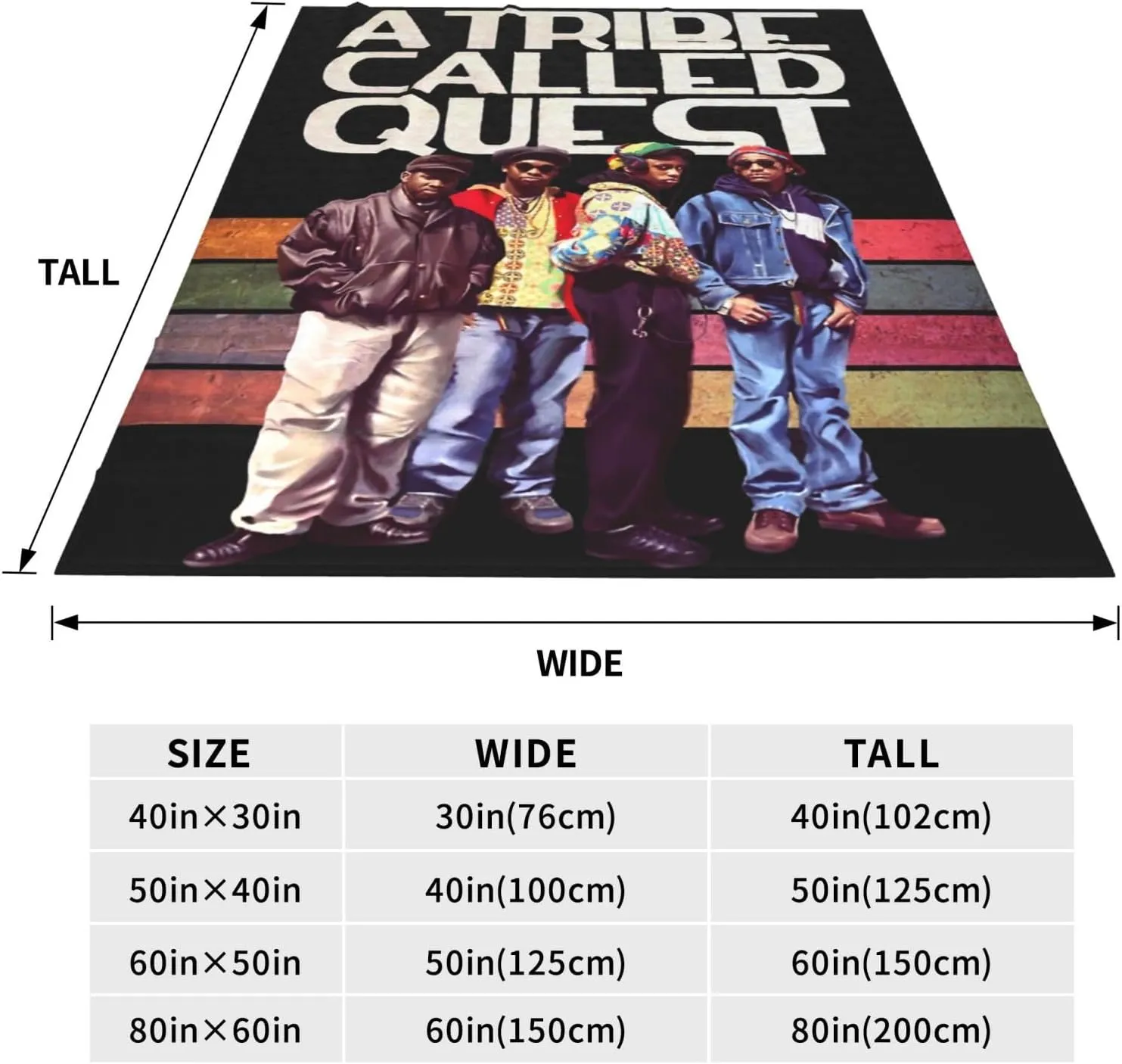 A Tribe Rapper Called Music Quest Band Fleece Throw Blanket Flannel Air Conditioning Quilt for Couch Camping Travel 60"x50"