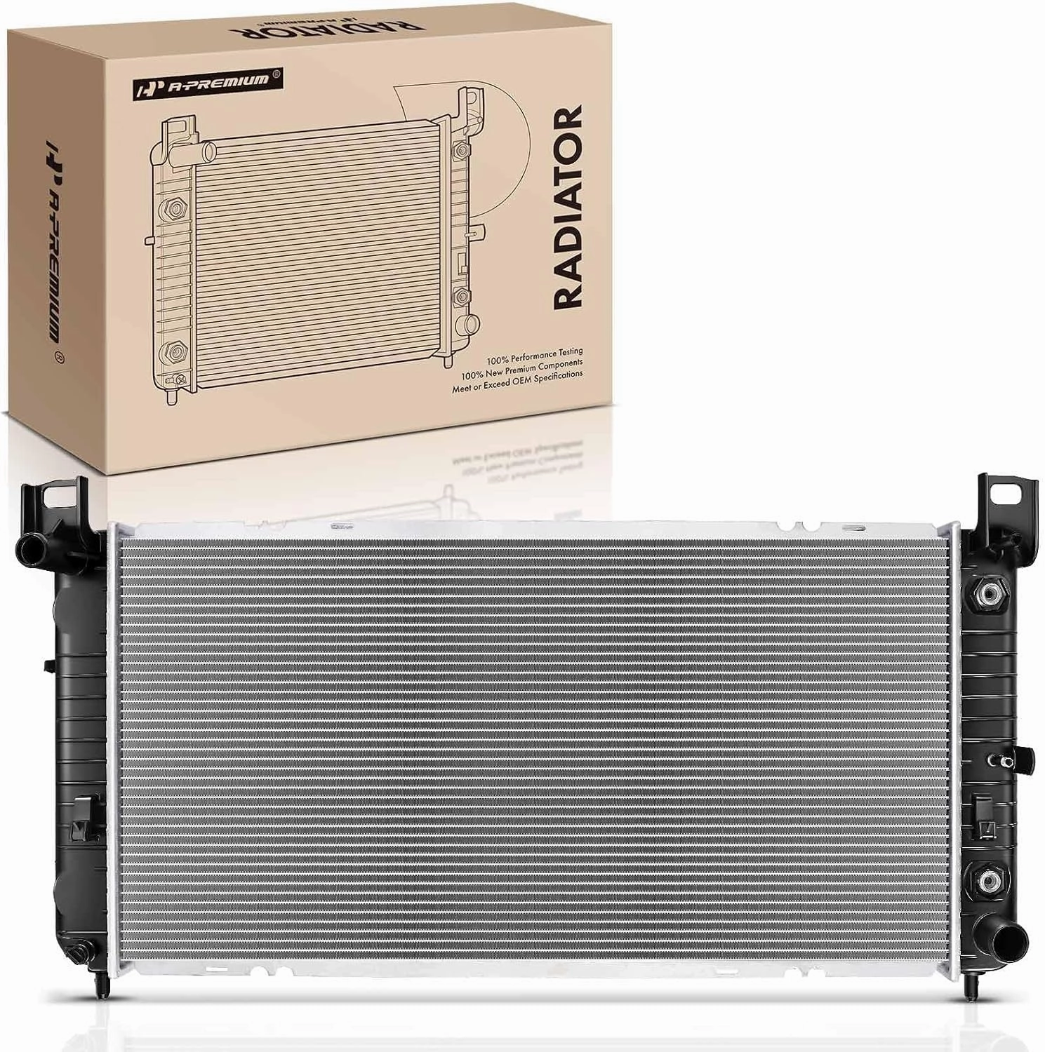 A-Premium Engine Coolant Radiator Compatible with Chevy Silverado, Suburban, Tahoe & GMC Sierra, Yukon & Cadillac Escalade, Automatic Transmission, With TOC, Without EOC