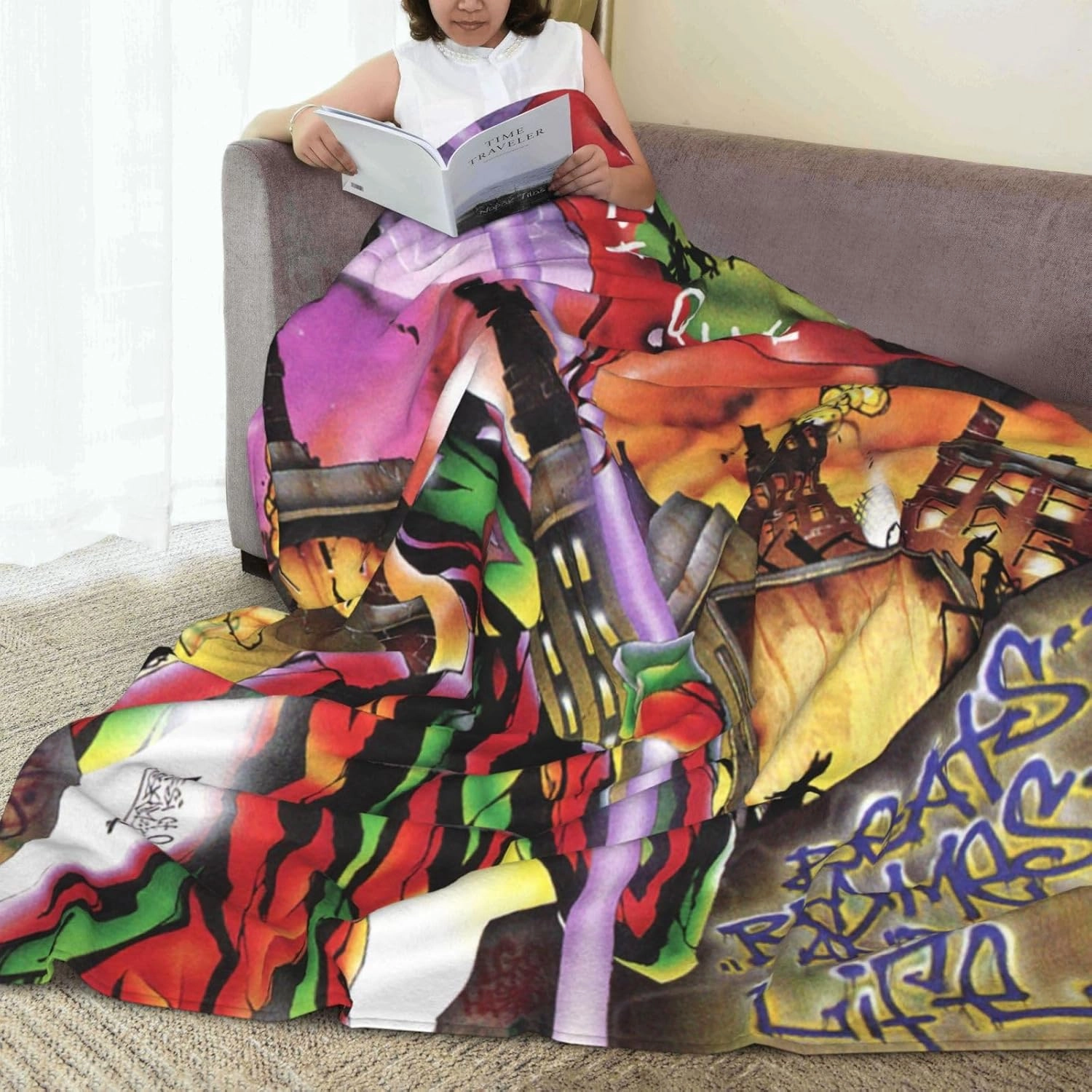 A Tribe Rapper Called Music Quest Band Fleece Throw Blanket Flannel Air Conditioning Quilt for Couch Camping Travel 80"x60"