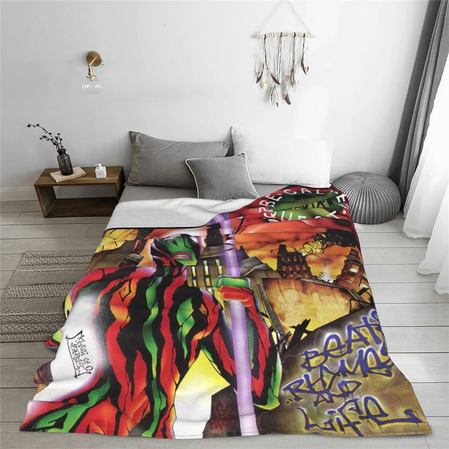 A Tribe Rapper Called Music Quest Band Fleece Throw Blanket Flannel Air Conditioning Quilt for Couch Camping Travel 80"x60"