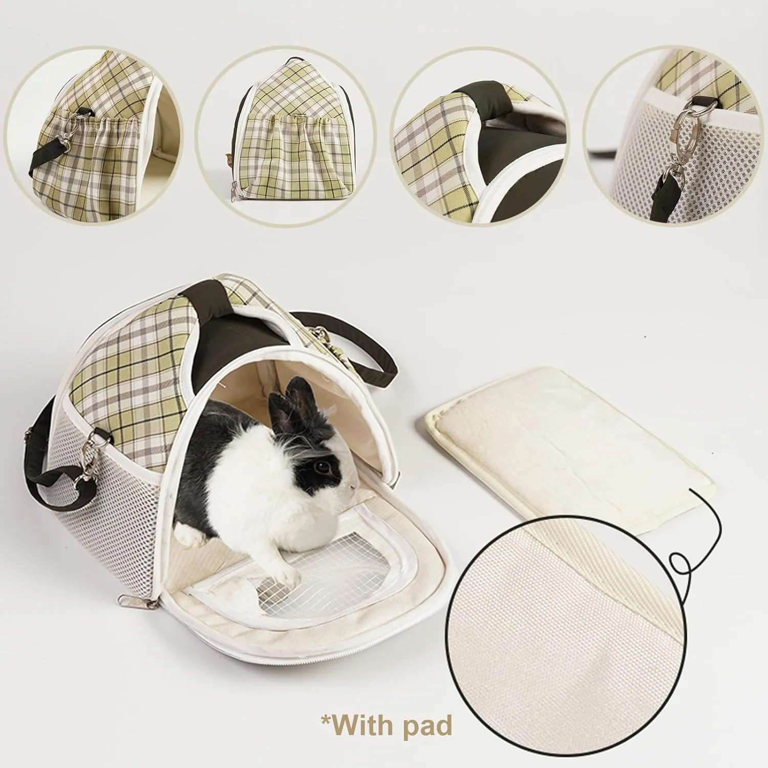 ABLAZEZAI Guinea Pig Carrier, Small Animal Travel Bag, Breathable Outdoor Portable Pouch for Chinchilla Hamster Bird Bunny Hedgehog Sugar Glider Gerbil Snake (Black)