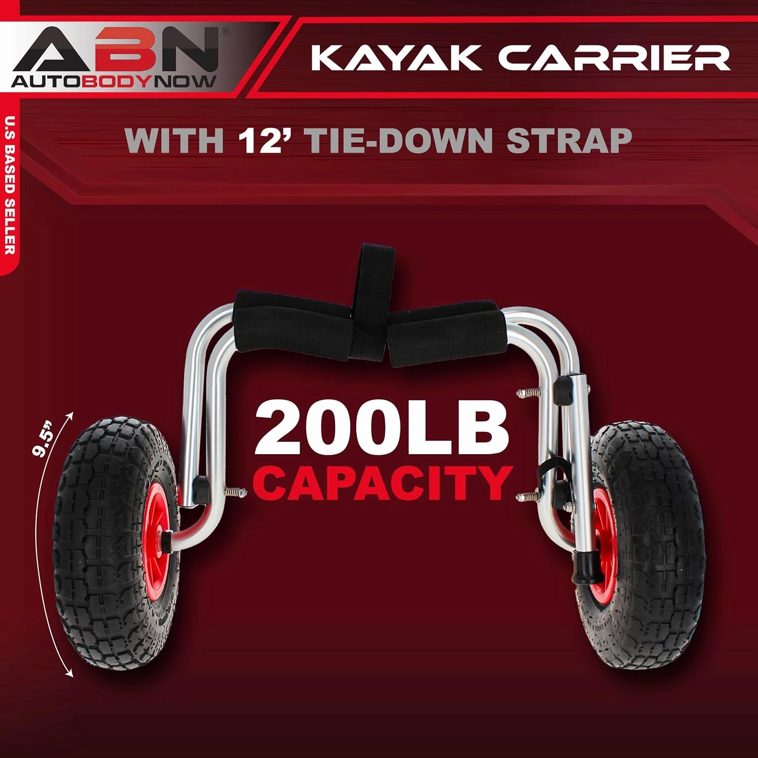 ABN Universal Kayak Carrier – Trolley for Carrying Kayaks, Canoes, Paddleboards, Float Mats, and Jon Boats