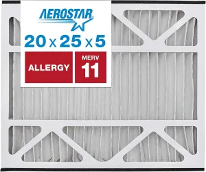 Aerostar 20x25x5 MERV 11 Pleated Replacement Air Filter for Trion Air Bear 229990-102, 2 Pack (Actual Size: 20 3/8" x 24 1/4" x 4 3/4")
