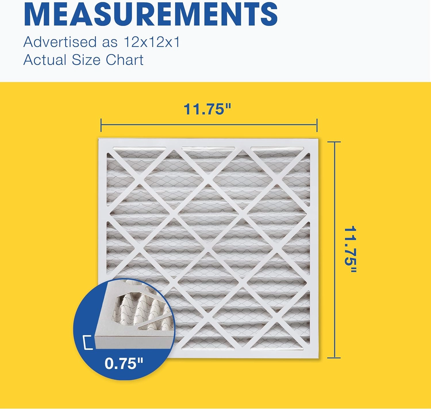 Aerostar 12x12x1 MERV 13 - 6 Count - Pleated HVAC, Furnace & Air Conditioner Filters - Removes Bacteria, Dust, Cold & Flu Germs, Lint, Mold, Pet Dander, Allergy-Causing Pollen, Smog, Smoke & Viruses