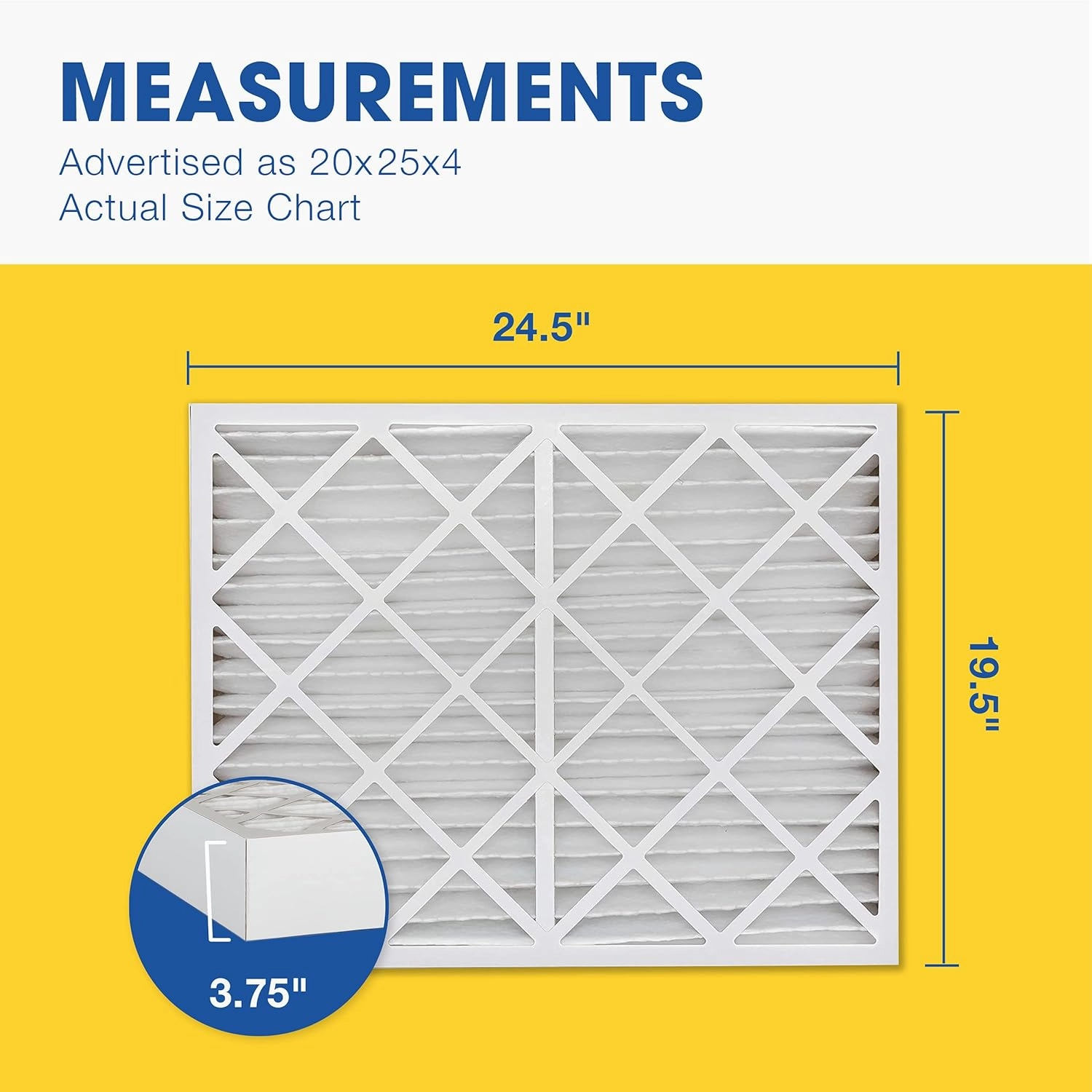 Aerostar 20x25x4 MERV 13 Pleated Air Filter, AC Furnace Air Filter, 6 Pack (Actual Size: 19 1/2"x24 1/2"x3 3/4")