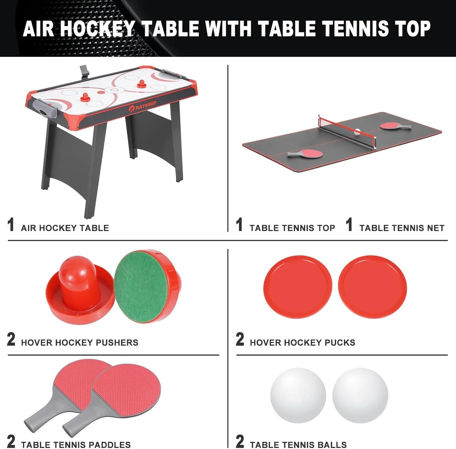 Air Hockey Table, Indoor Hockey Arcade Game Table with w/2 Pucks, 2 Pushers, LED Scoreboard, Powerful 12V Motor, Perfect for Adults and Kids, Game Room, Home, Office