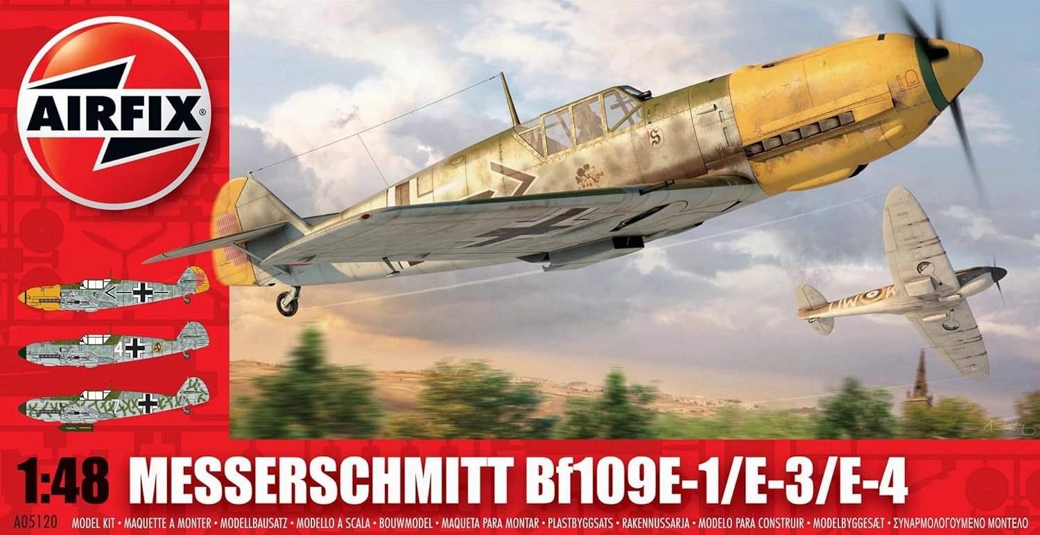 Airfix A05120 1:48 Scale Messerschmitt Bf109E Military Aircraft Classic Kit Series 5