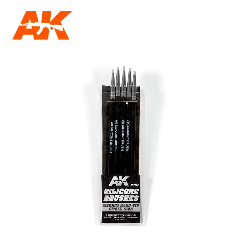 AK Interactive Silicone Brushes - Medium Hard Tip - Small x5