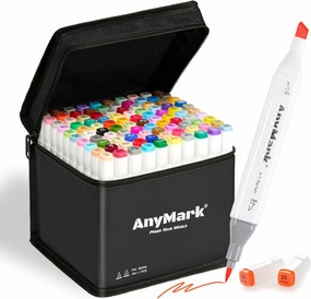 Alcohol Markers Brush Tip, 100 1 Colors Dual Tip Brush & Chisel Alcohol-Based Art Markers Set with Case for Adult Artists Drawing Coloring