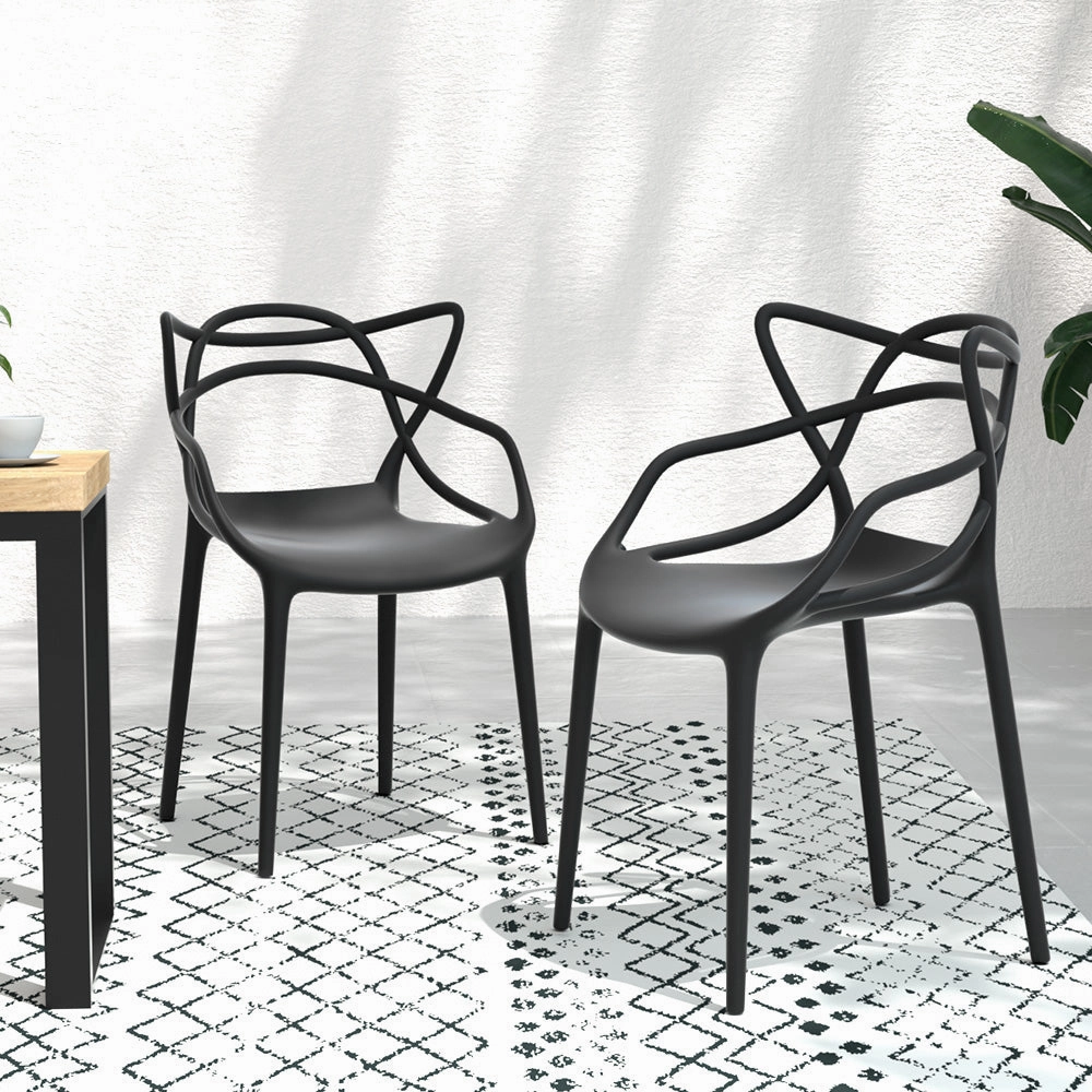 Alden (Set of 4) Stackable Outdoor Dining Chairs - Black