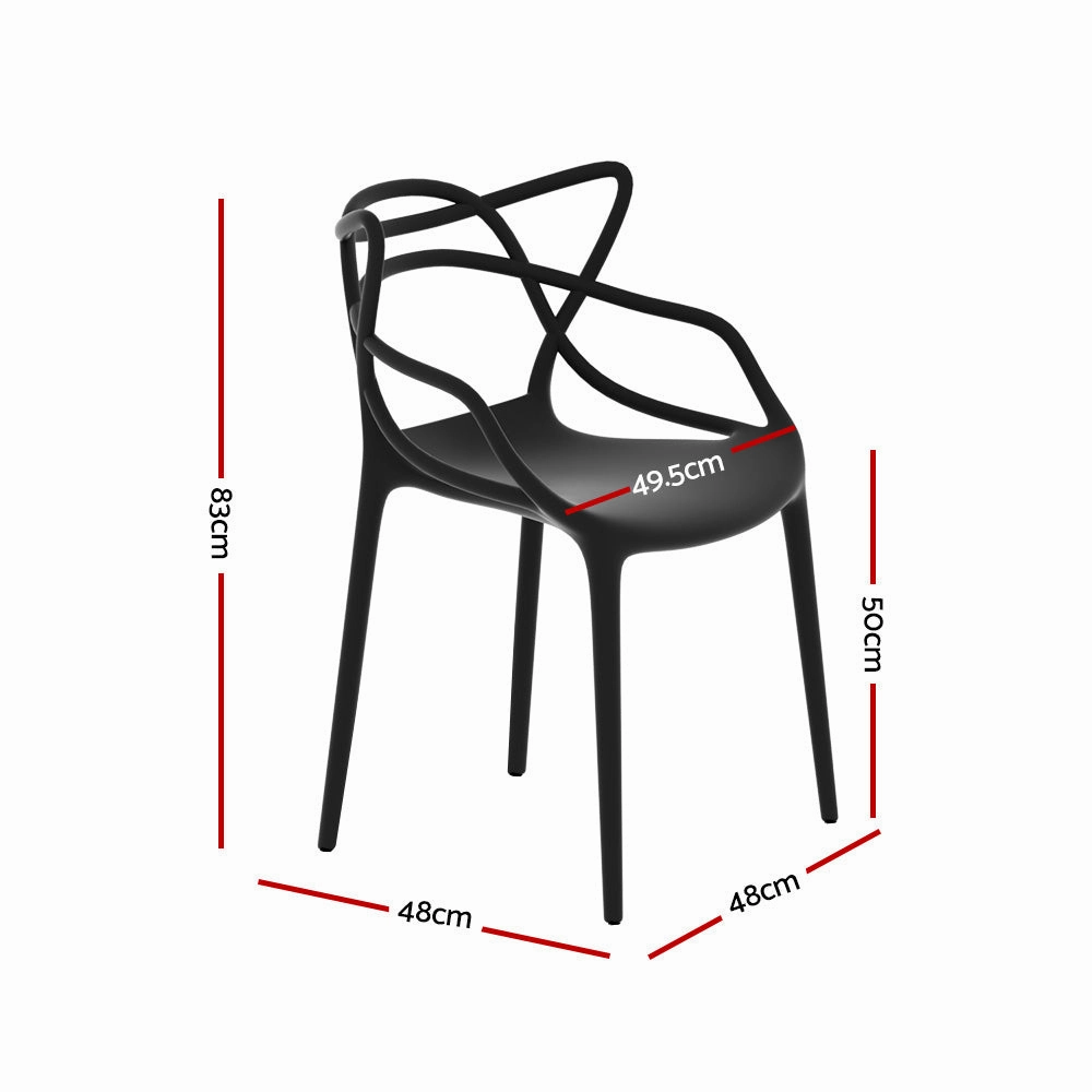 Alden (Set of 4) Stackable Outdoor Dining Chairs - Black