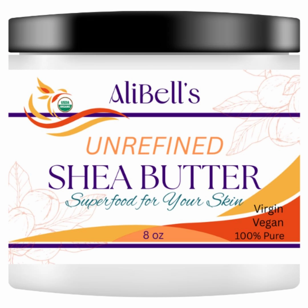 AliBell's- Pure Shea Butter - 8 oz Jar -African Shea Butter Raw Organic - Virgin, Cold-Pressed Moisturizer for Dry Skin and Hair, Anti-Aging, Restores Elasticity and Stimulates Cell Regeneration