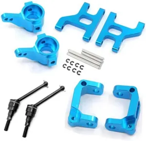 Aluminum Steering Cup C Hub Carrier Front Lowr Suspension Arm Drive Shaft RC Parts Combo for 1/10 Tamiya CC01 TA02 TA03 RC Car, Blue