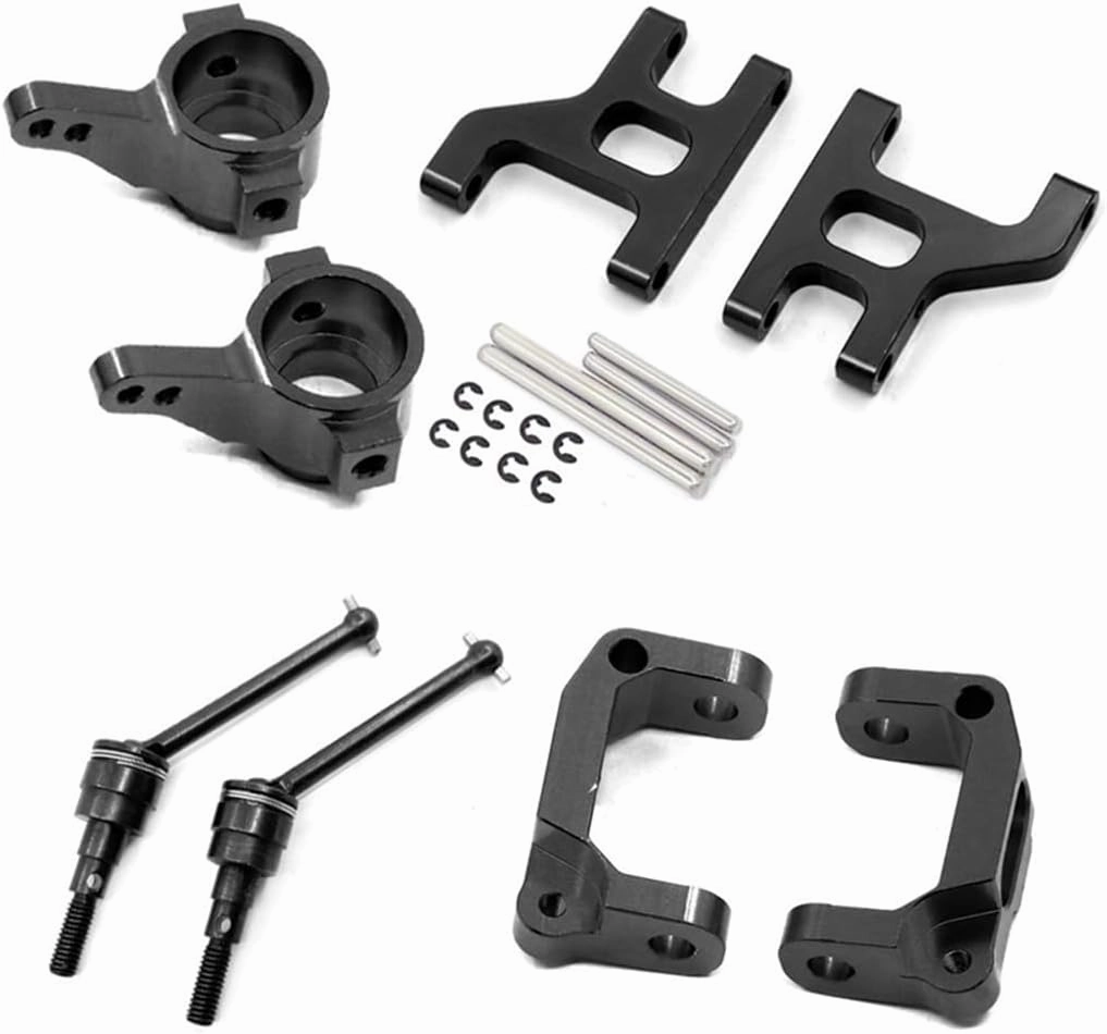 Aluminum Steering Cup C Hub Carrier Front Lowr Suspension Arm Drive Shaft RC Parts Combo for 1/10 Tamiya CC01 TA02 TA03 RC Car, Black