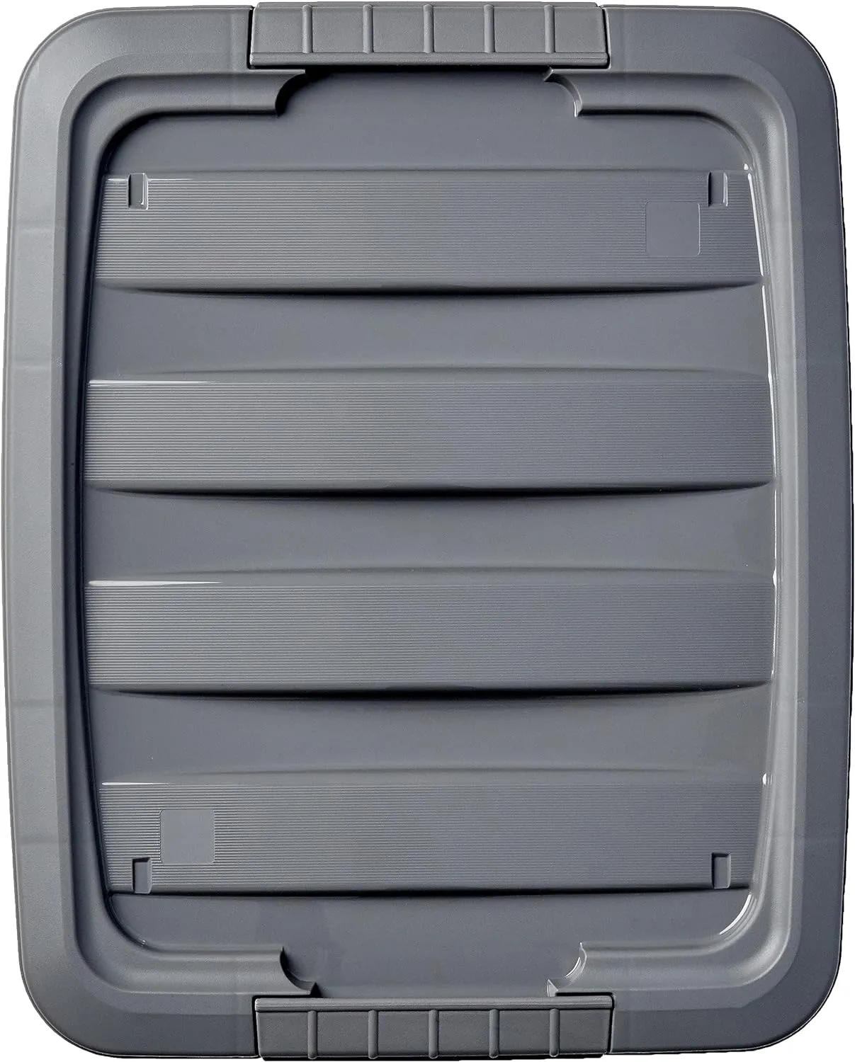 Amazon Basics Plastic Storage Containers with Secure Latching Lids, Stackable Organization Bins, Clear/Grey, 19 Quart, Set of 6