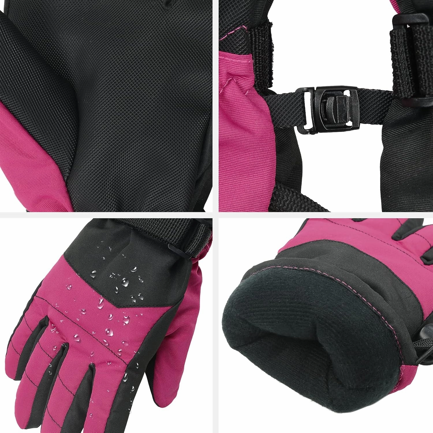 American Trends Kids Waterproof Winter Gloves with Zip Pocket Snow Ski Gloves Boys Girls Toddler Touchscreen Snowboard Gloves