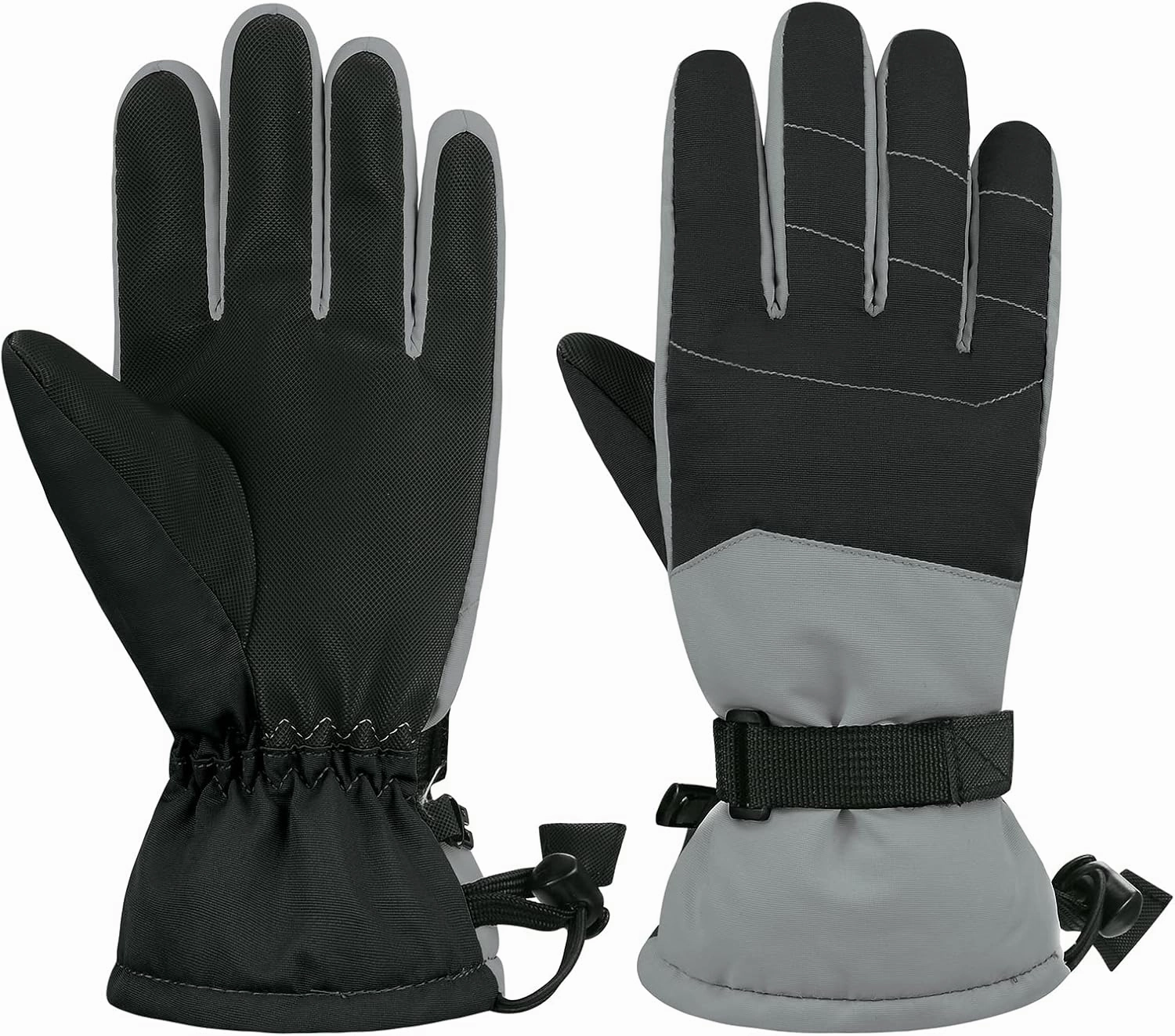 American Trends Kids Waterproof Winter Gloves with Zip Pocket Snow Ski Gloves Boys Girls Toddler Touchscreen Snowboard Gloves