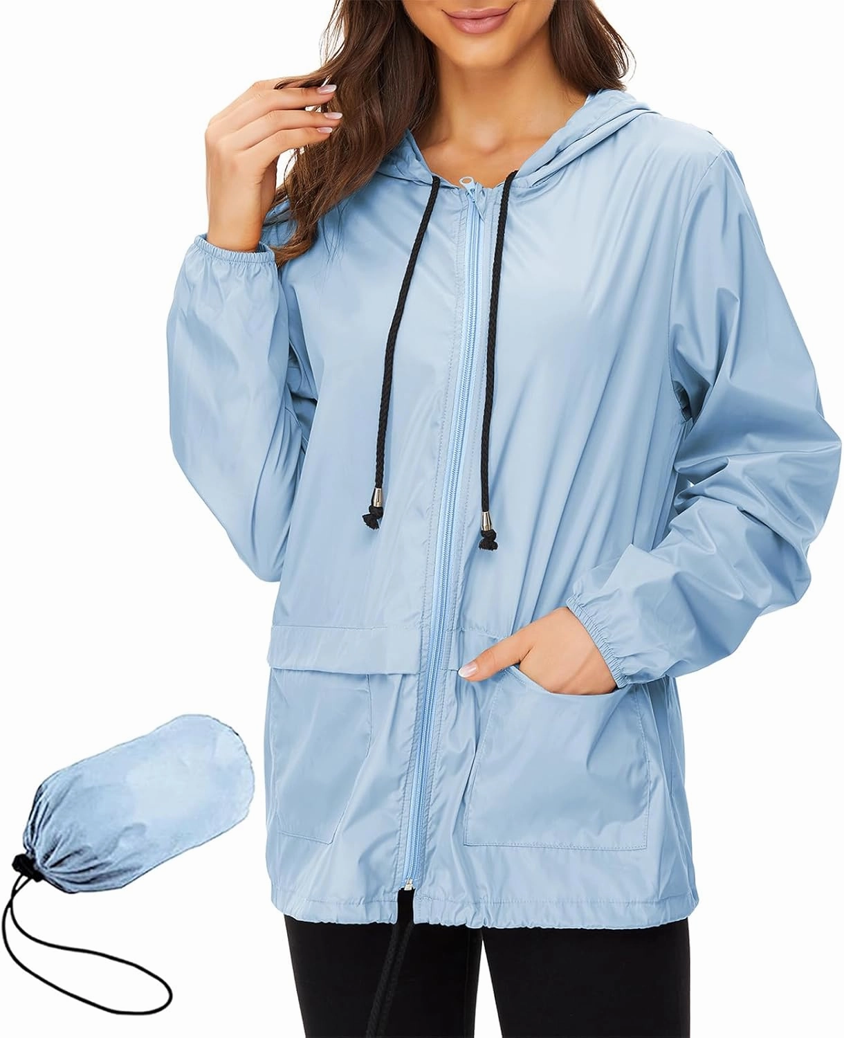 American Trends Women Rain Coats Lightweight Waterproof Outdoor Rain Jacket with Hood Packable Raincoats