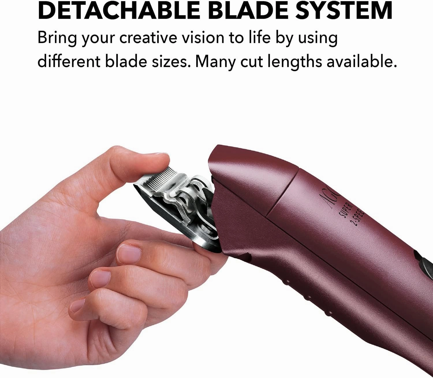 Andis Professional UltraEdge Super 2-Speed Detachable Blade Dog/Pet Clipper, Rotary Motor with Shatter-Proof Housing, Runs Calm & Silent, 14-Inch Cord, for All Dog Coats & Breeds, 120 Volts, Burgundy