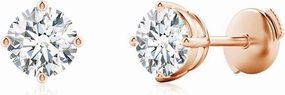 ANGARA Basket-Set Lab Grown Diamond Solitaire Stud Earrings in 14K Rose Gold for Women (Size-5.5mm | Carat- 1.33 Ct tw.) | April Birthstone, Anniversary, Engagement Jewelry Gift for Women