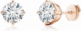 ANGARA Basket-Set Lab Grown Diamond Solitaire Stud Earrings in 14K Rose Gold for Women (Size-7.4mm | Carat- 3 Ct tw.) | April Birthstone, Anniversary, Engagement Jewelry Gift for Women