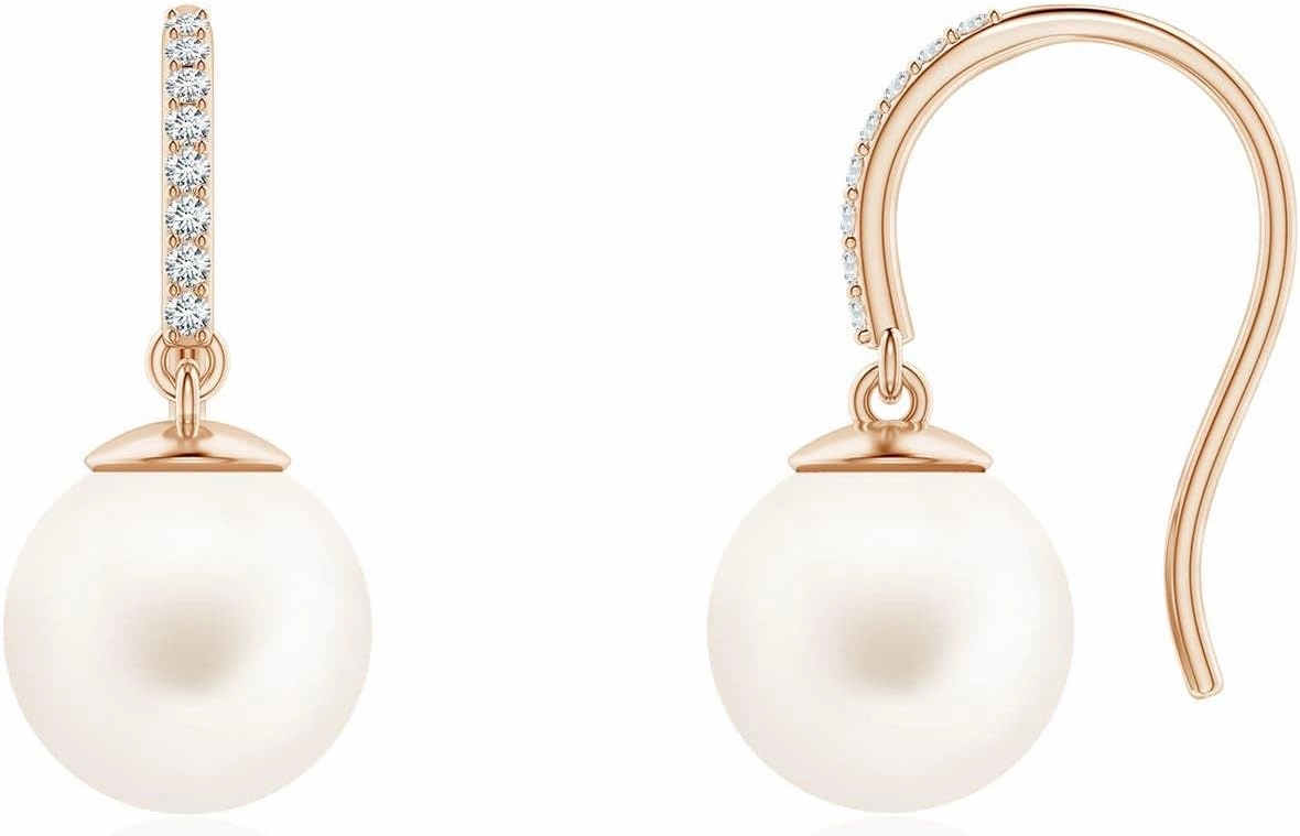 ANGARA Freshwater Cultured Pearl Drop Earrings for Women in Sterling Silver / 14K Solid Gold | June Birthstone, Birthday, Engagement, Anniversary, Wedding Jewelry Gift for Women