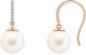 ANGARA Freshwater Cultured Pearl Drop Earrings for Women in Sterling Silver / 14K Solid Gold | June Birthstone, Birthday, Engagement, Anniversary, Wedding Jewelry Gift for Women