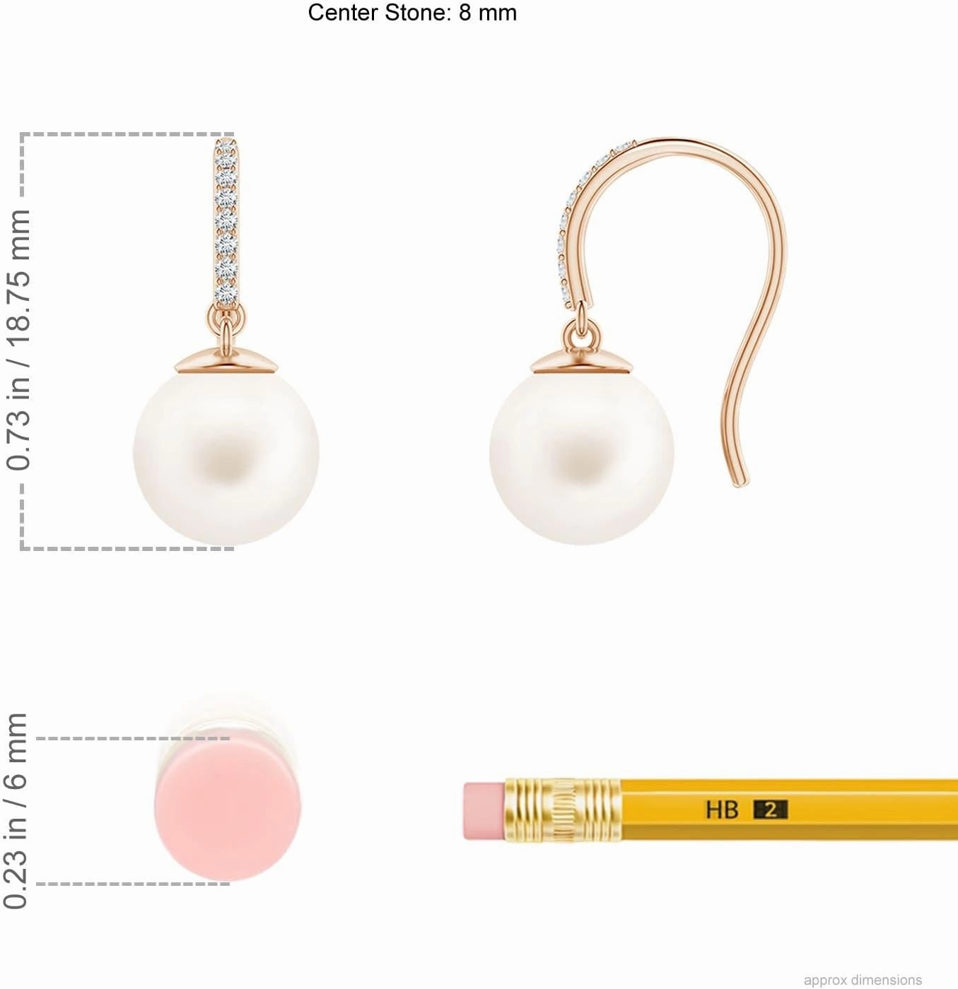 ANGARA Freshwater Cultured Pearl Drop Earrings for Women in Sterling Silver / 14K Solid Gold | June Birthstone, Birthday, Engagement, Anniversary, Wedding Jewelry Gift for Women