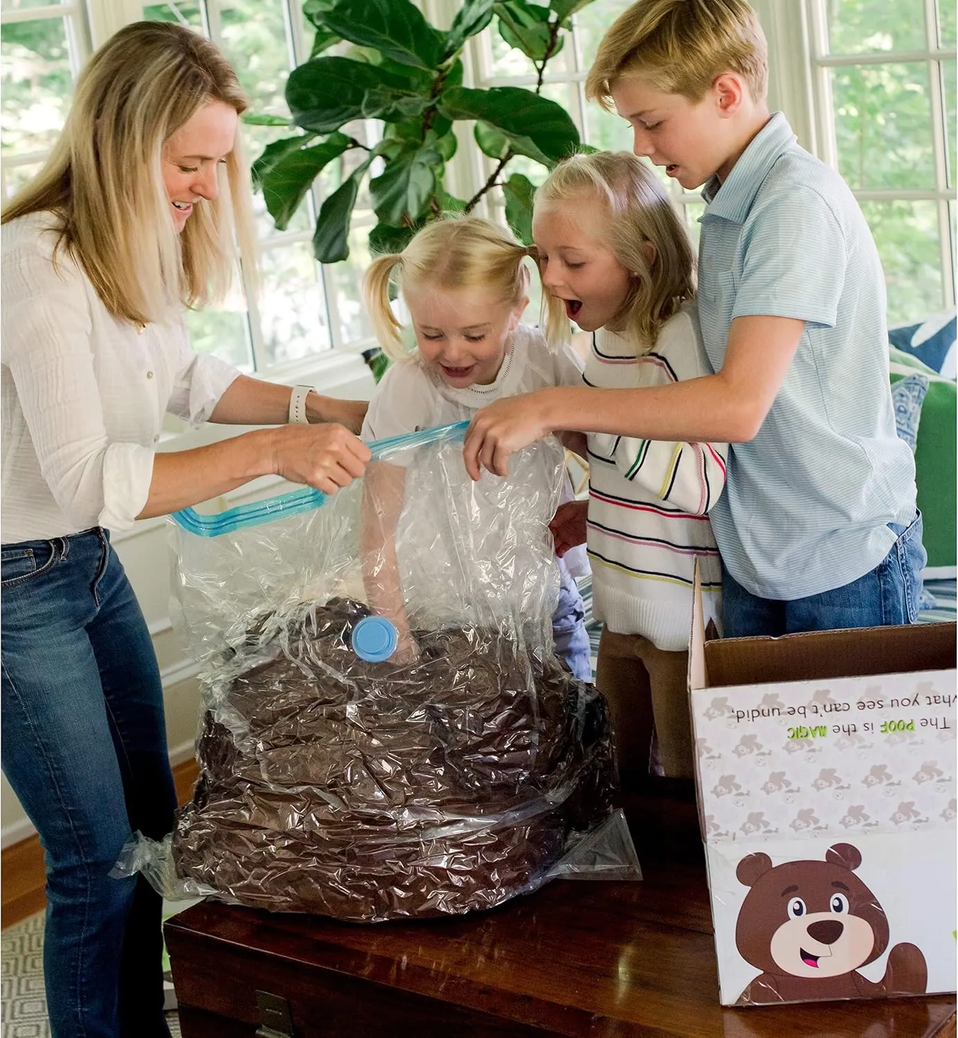 Animal Adventure | Sqoosh2Poof Giant, Cuddly, Ultra Soft Plush Stuffed Animal with Bonus Interactive Surprise - 54" Bear , Brown