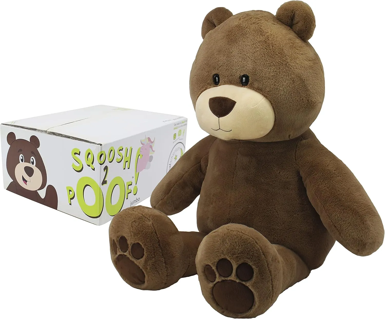 Animal Adventure | Sqoosh2Poof Giant, Cuddly, Ultra Soft Plush Stuffed Animal with Bonus Interactive Surprise - 54" Bear , Brown