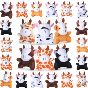 Aoriher 24 Pcs Mini Plush Cow Keychain Stuffed Animal Toy 3.15 Inch Cattle Party Favors Kawaii Farm with Detachable Chain for Birthday Gift Stocking Stuffers Easter Classroom Reward