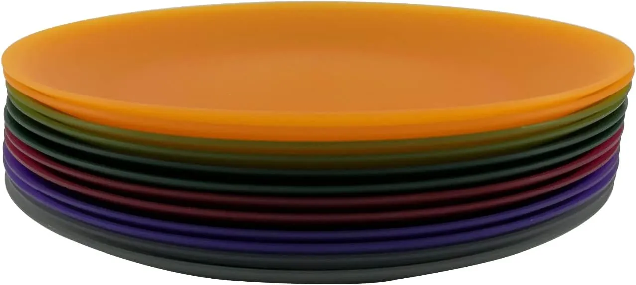 AOYITE Everyday Plastic Plates Reusable - Unbreakable 10 inch Dinner Plates set of 12 - BPA Free Dishwasher Safe & Microwave Kids Colorful Plate for Kitchen Party Camping Outdoor