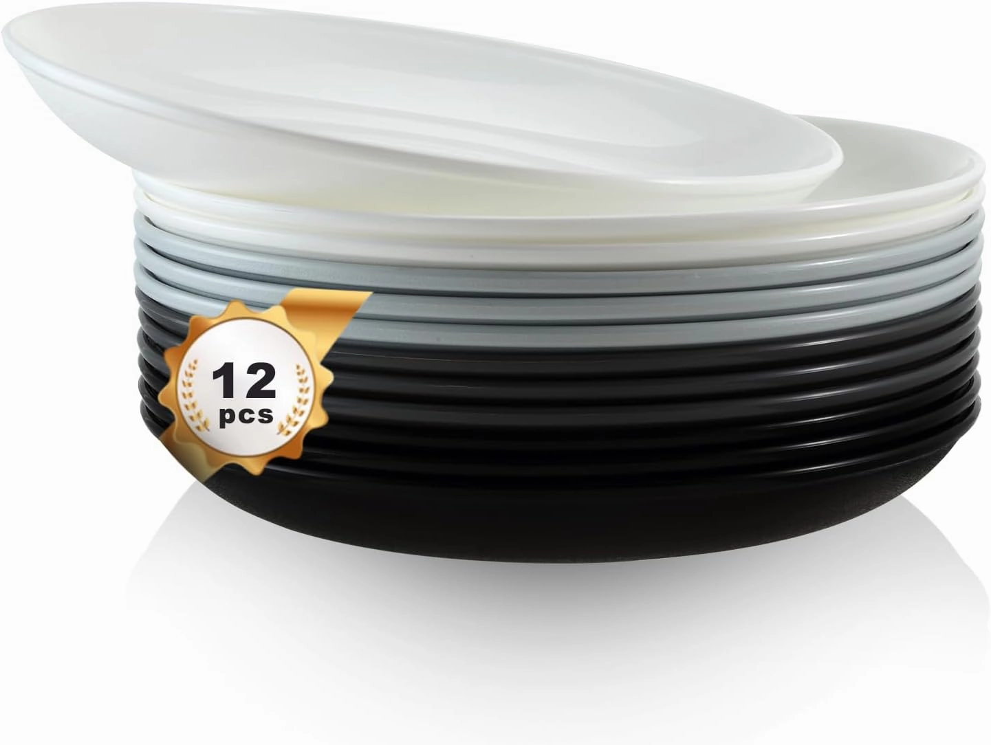 APEO Dinner Plates Set of 12 Reusable Kitchen Plates Dishwasher Microwave Safe Dinner Party Plastic Plates Lightweight Unbreakable Dish set BPA-Free 4 Colors 9.3 Inch